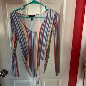 Long sleeve striped bodysuit